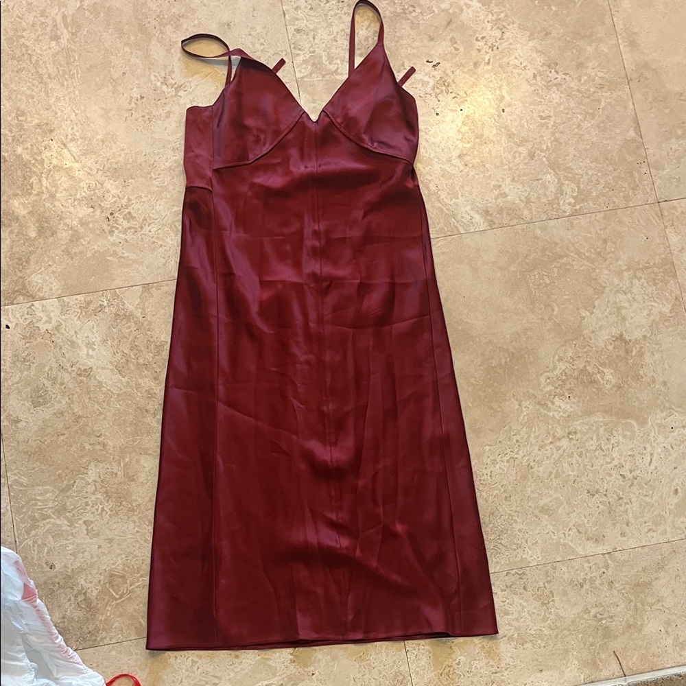 Helmut Lang Deep Red Satin Dress